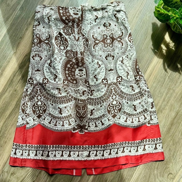 Vintage Talbots Silk A-Line Bohemian Pleated Paisley  Print Midi Skirt Size 6P - Picture 11 of 13